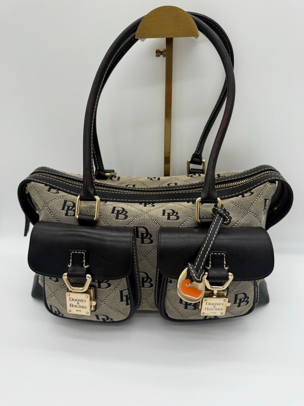 Dooney & Bourke Signature Double Pocket Lock Satchel.